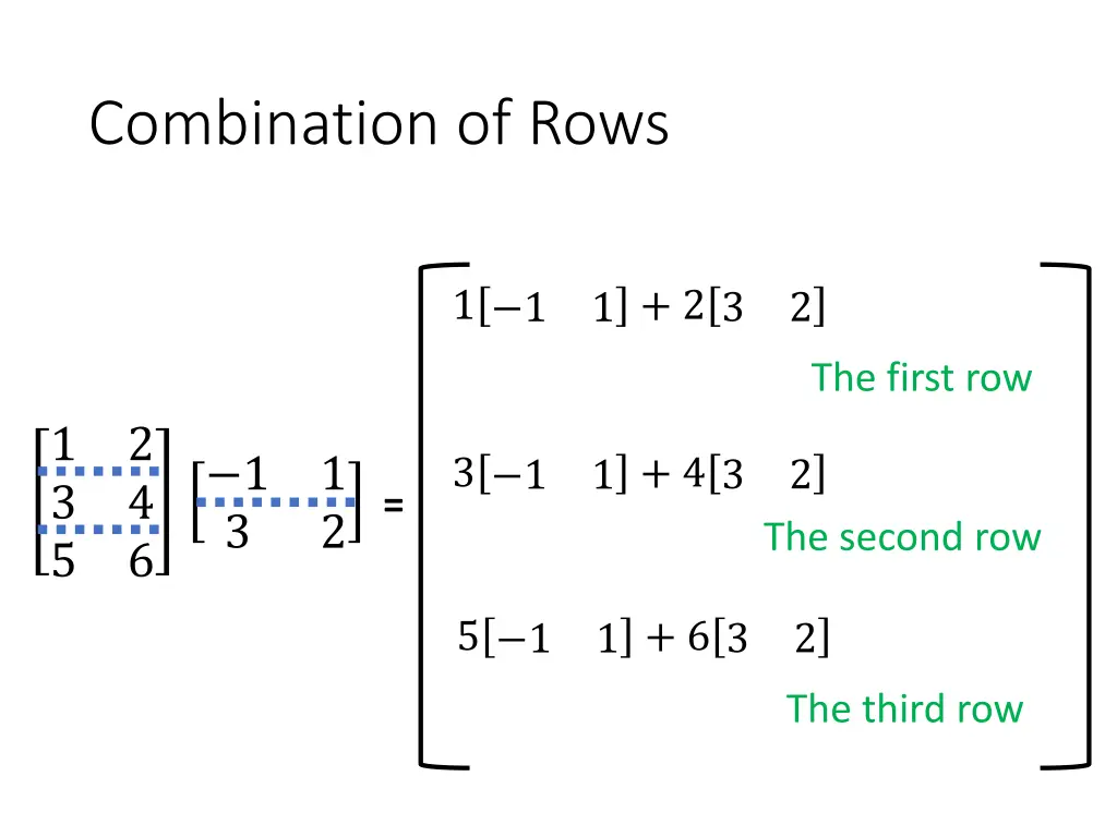 combination of rows 1