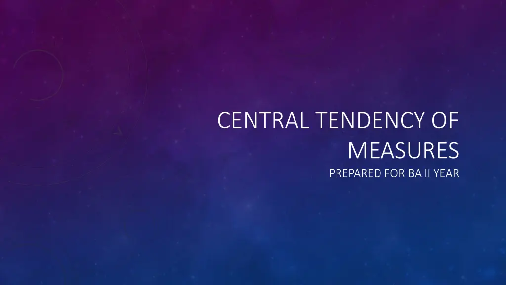 central tendency of