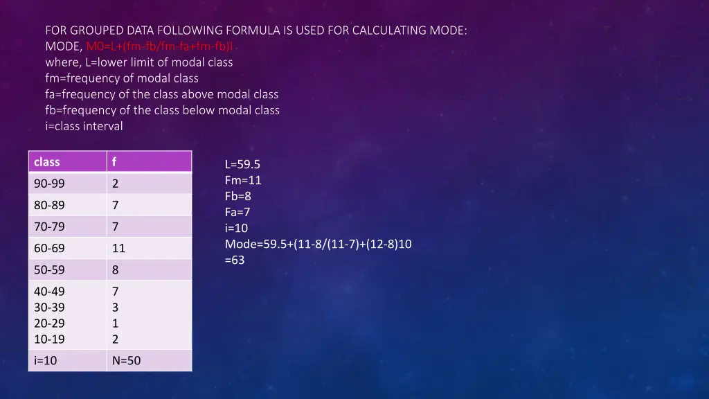 for grouped data following formula is used