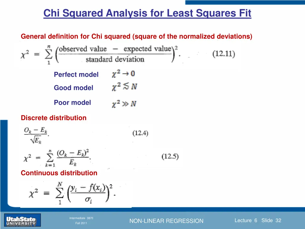 chi squared analysis for least squares fit