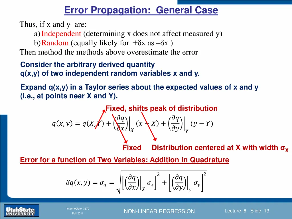 error propagation general case thus