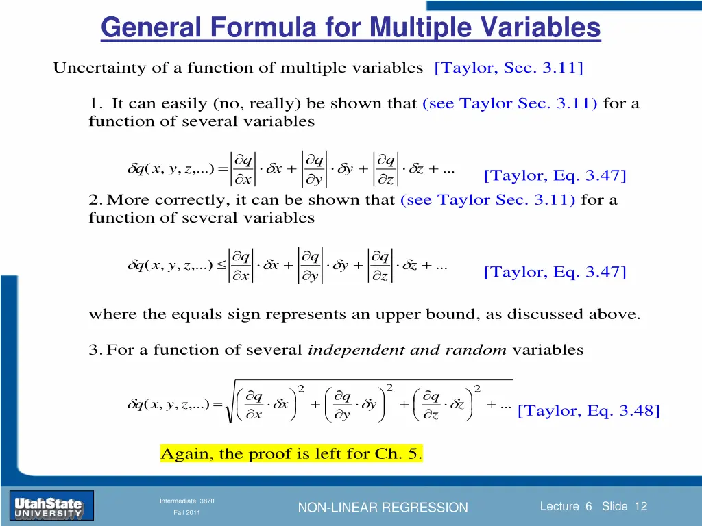 general formula for multiple variables