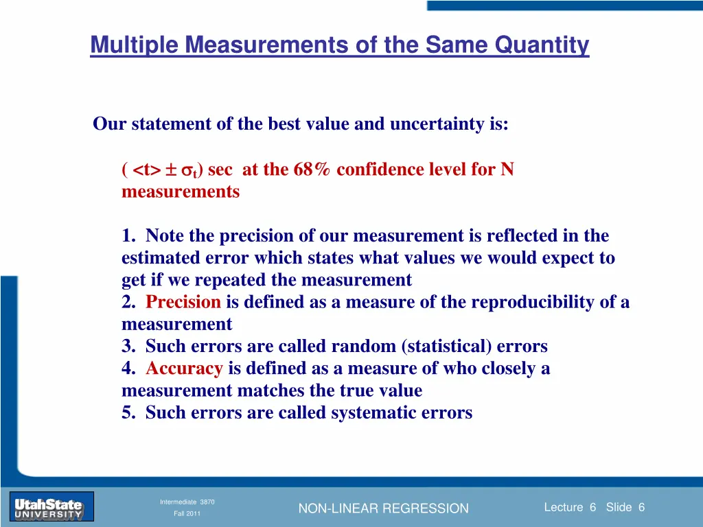 multiple measurements of the same quantity