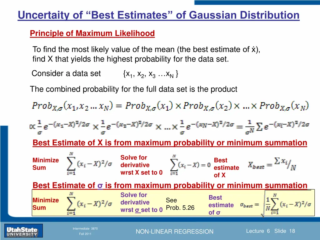 uncertaity of best estimates of gaussian