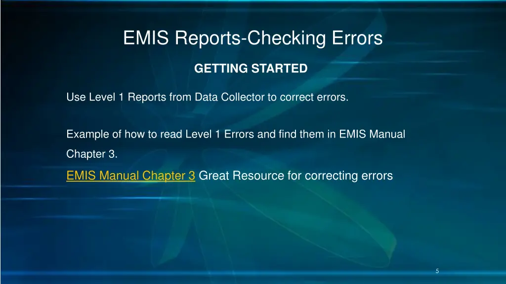 emis reports checking errors 1