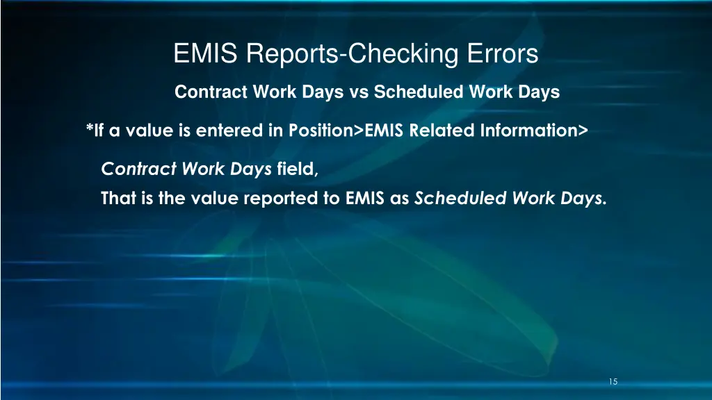 emis reports checking errors 10
