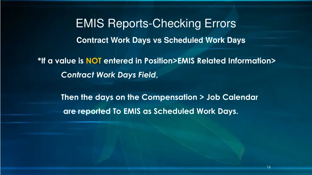 emis reports checking errors 11
