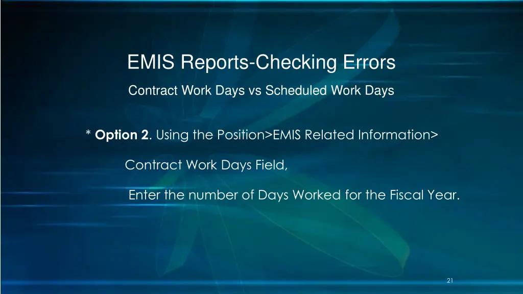 emis reports checking errors 16