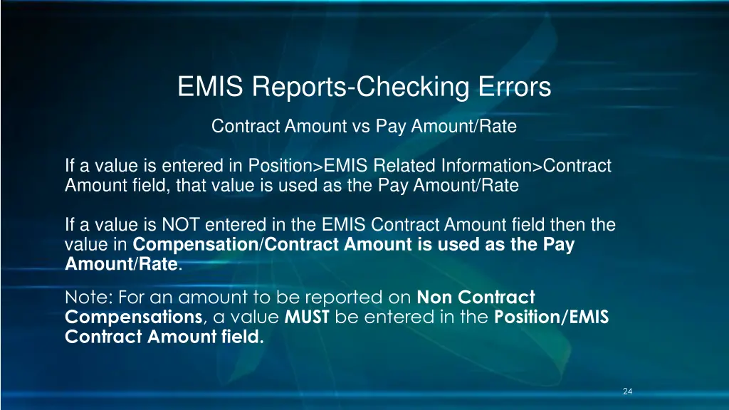 emis reports checking errors 18