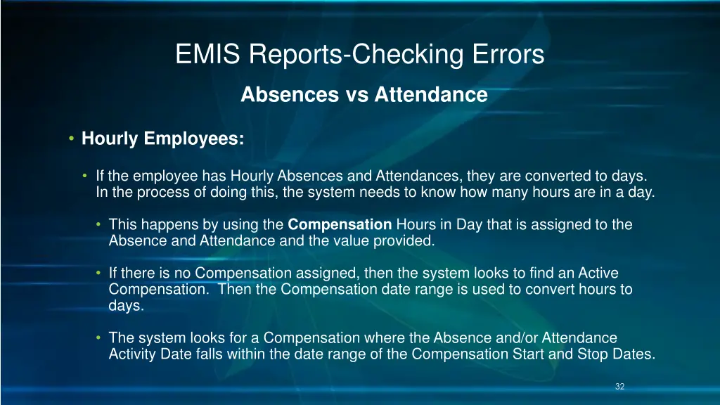 emis reports checking errors 26