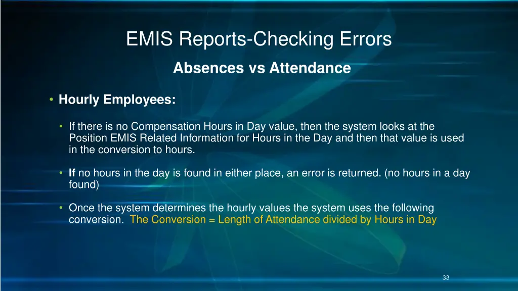 emis reports checking errors 27