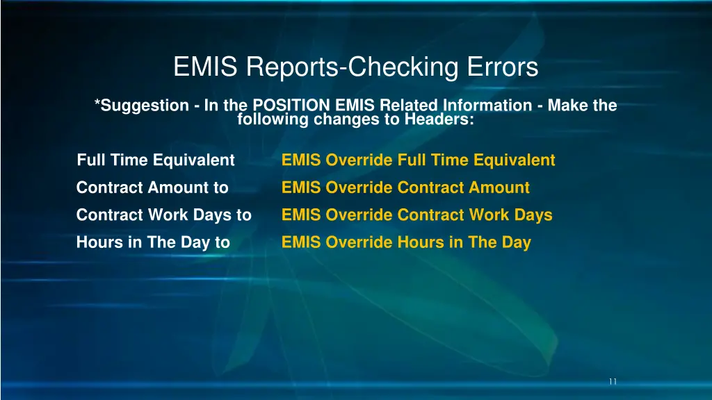 emis reports checking errors 7