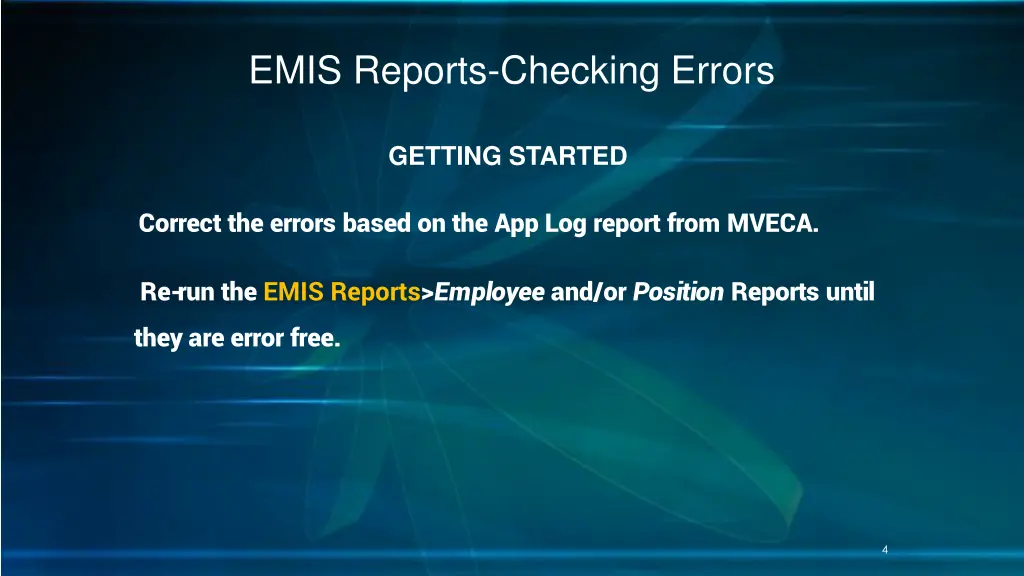 emis reports checking errors
