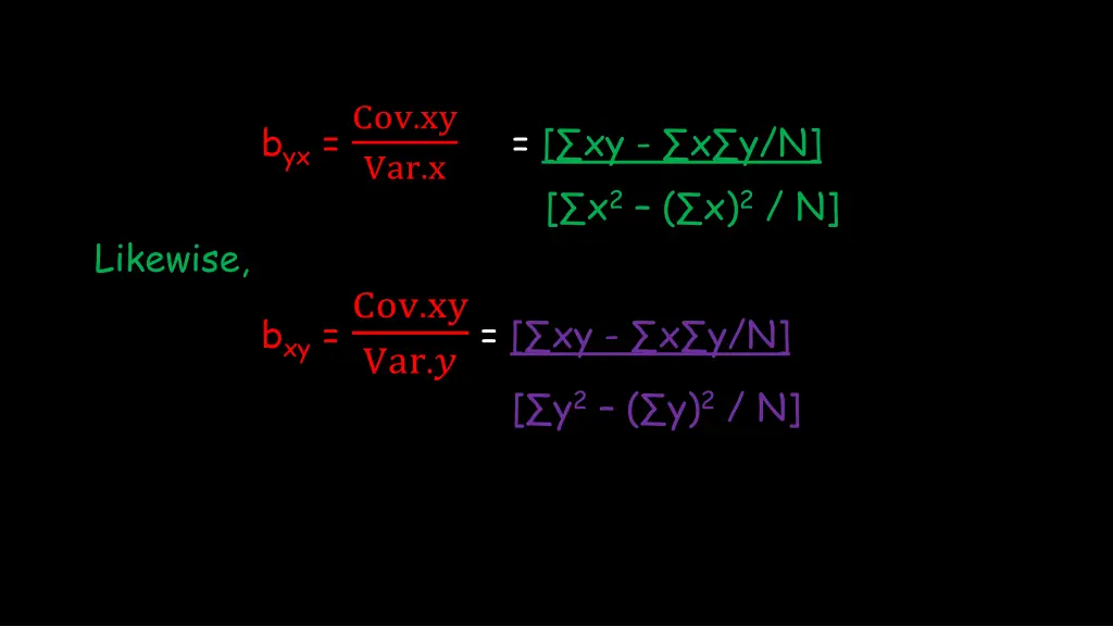 b yx cov xy