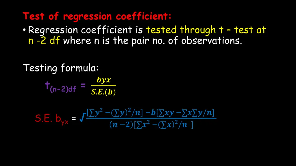 test of regression coefficient regression