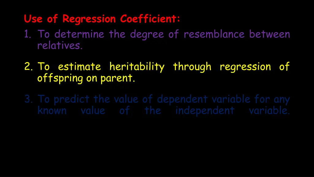 use of regression coefficient 1 to determine
