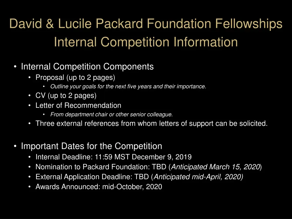 david lucile packard foundation fellowships 2