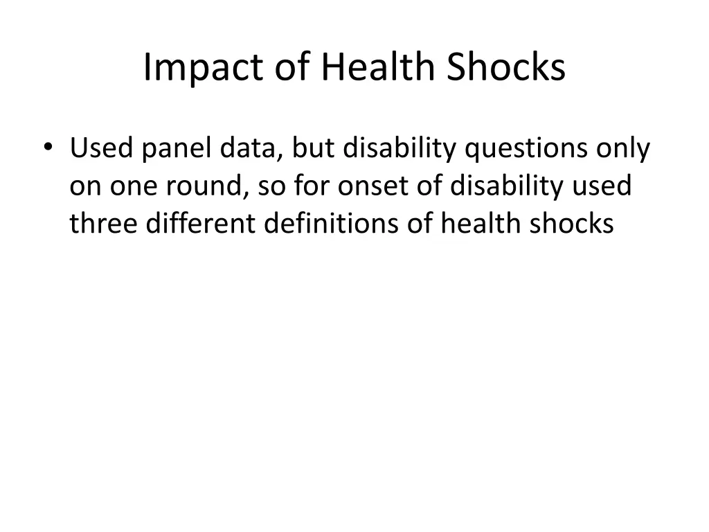 impact of health shocks