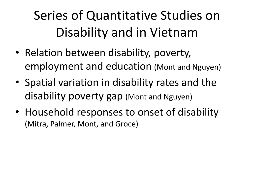 series of quantitative studies on disability