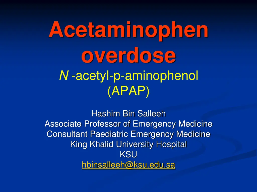 acetaminophen overdose n acetyl p aminophenol apap