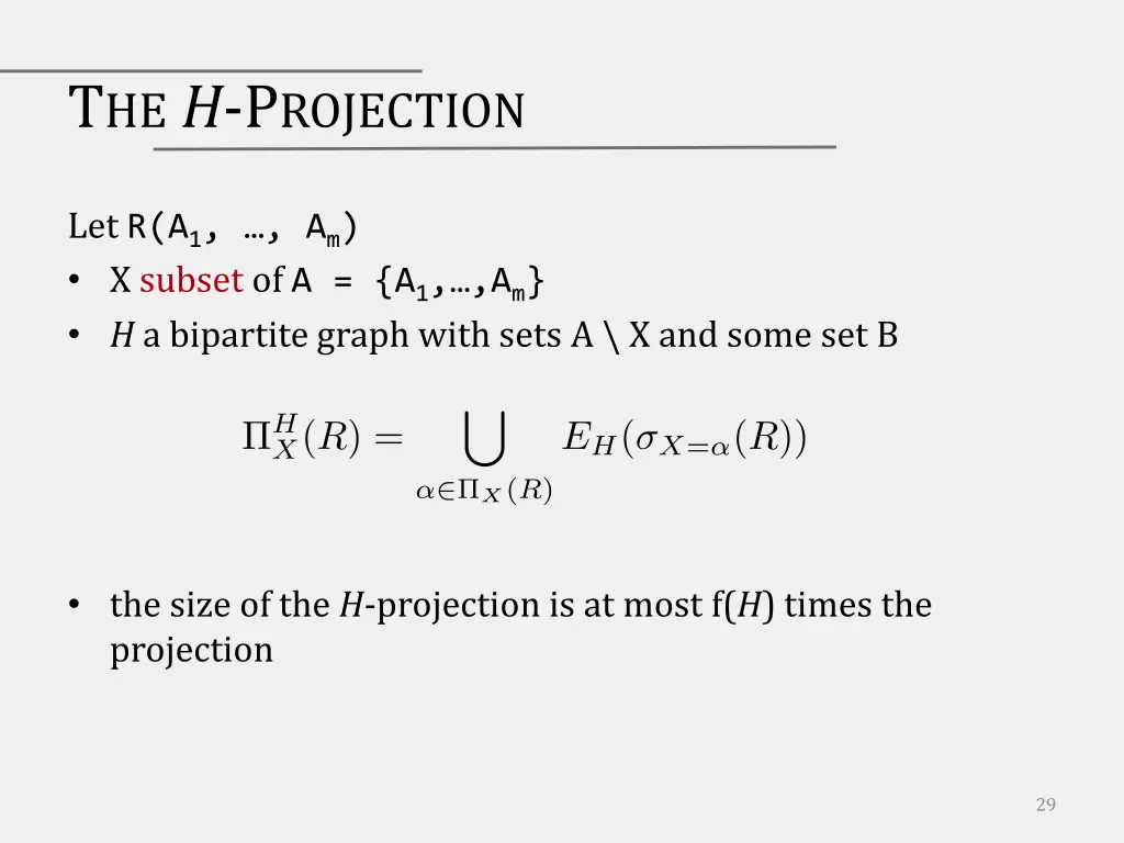 t he h p rojection