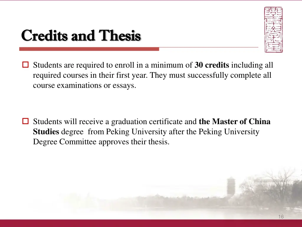 credits and thesis credits and thesis
