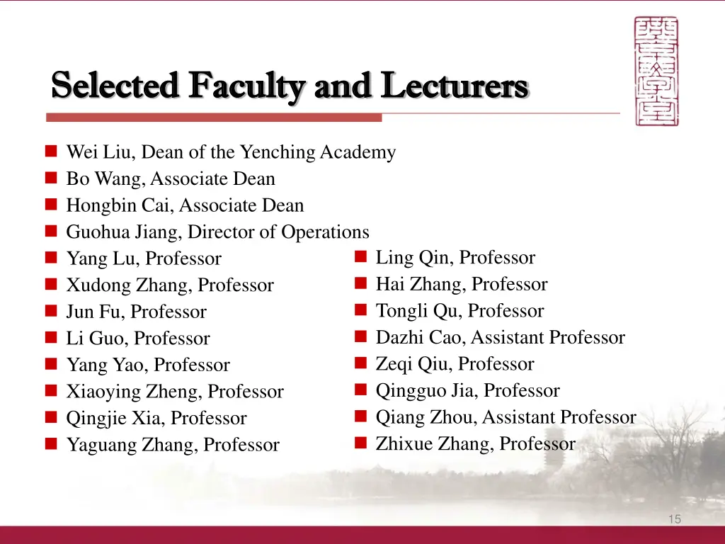 selected faculty and lecturers selected faculty