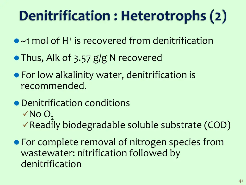 1 mol of h is recovered from denitrification