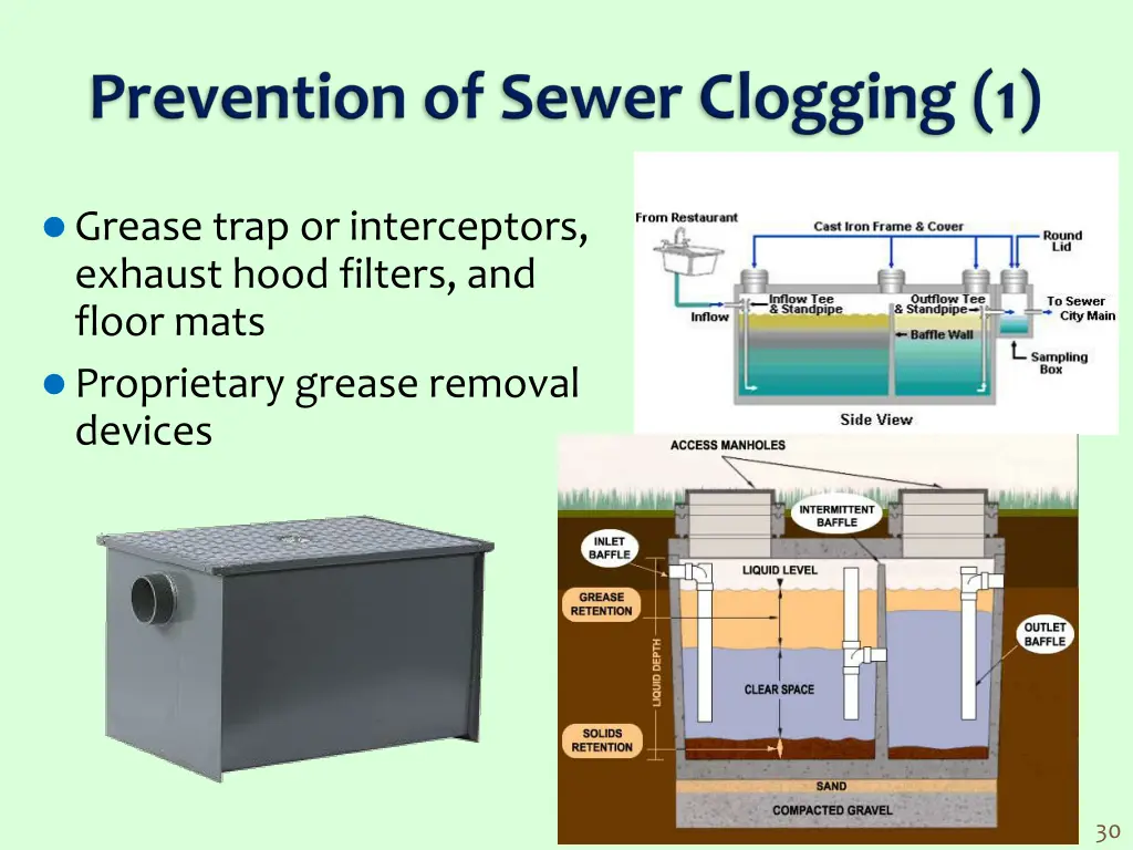 grease trap or interceptors exhaust hood filters