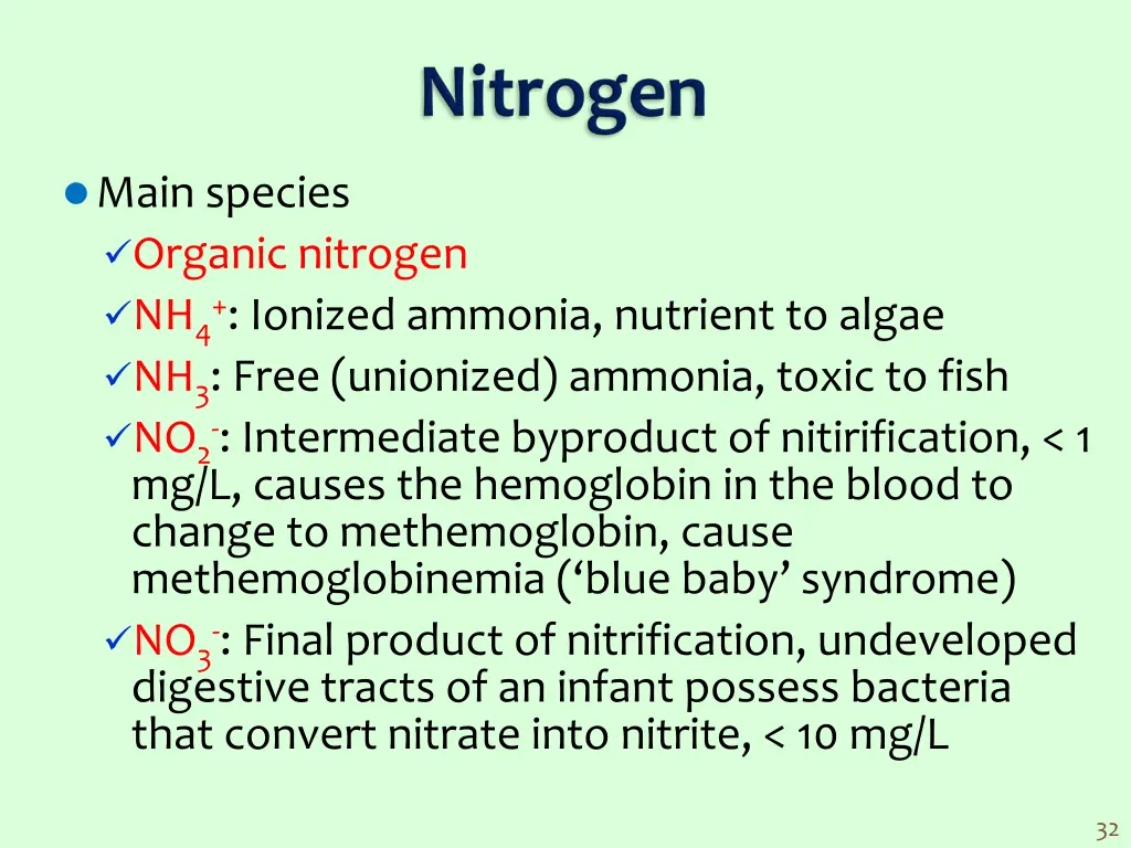 main species organic nitrogen nh 4 ionized
