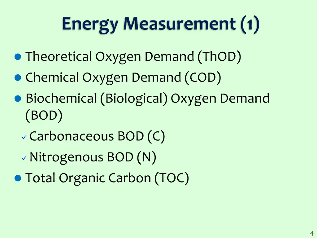 theoretical oxygen demand thod