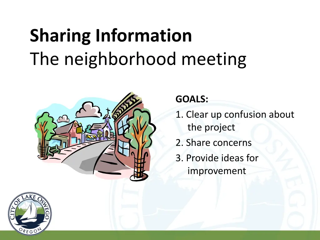sharing information the neighborhood meeting