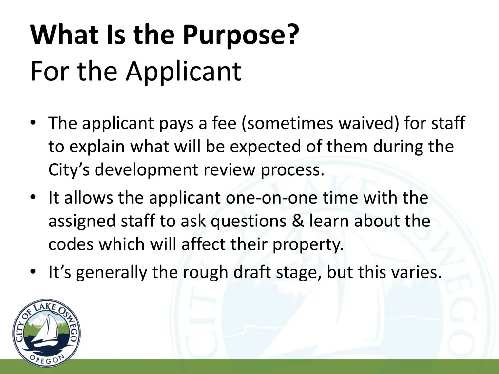 what is the purpose for the applicant