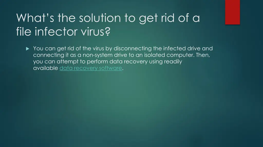 what s the solution to get rid of a file infector