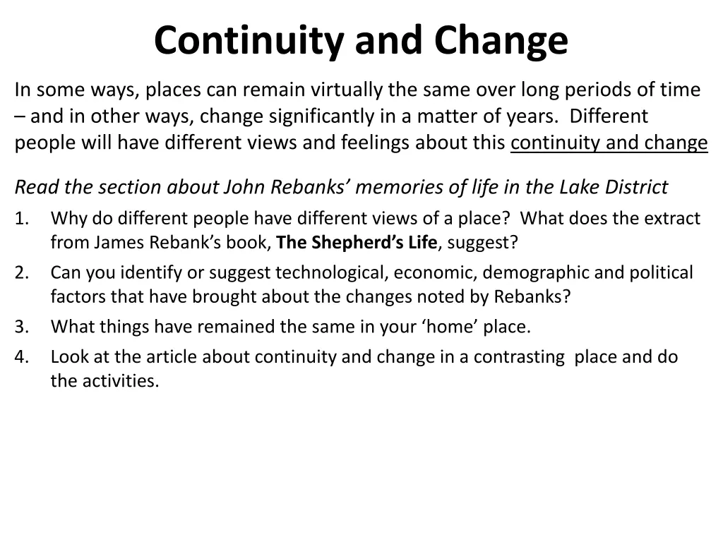 continuity and change