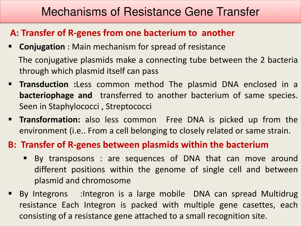 mechanisms of resistance gene transfer