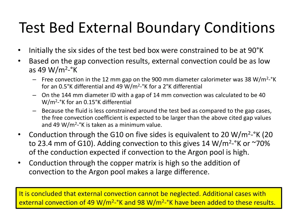 test bed external boundary conditions