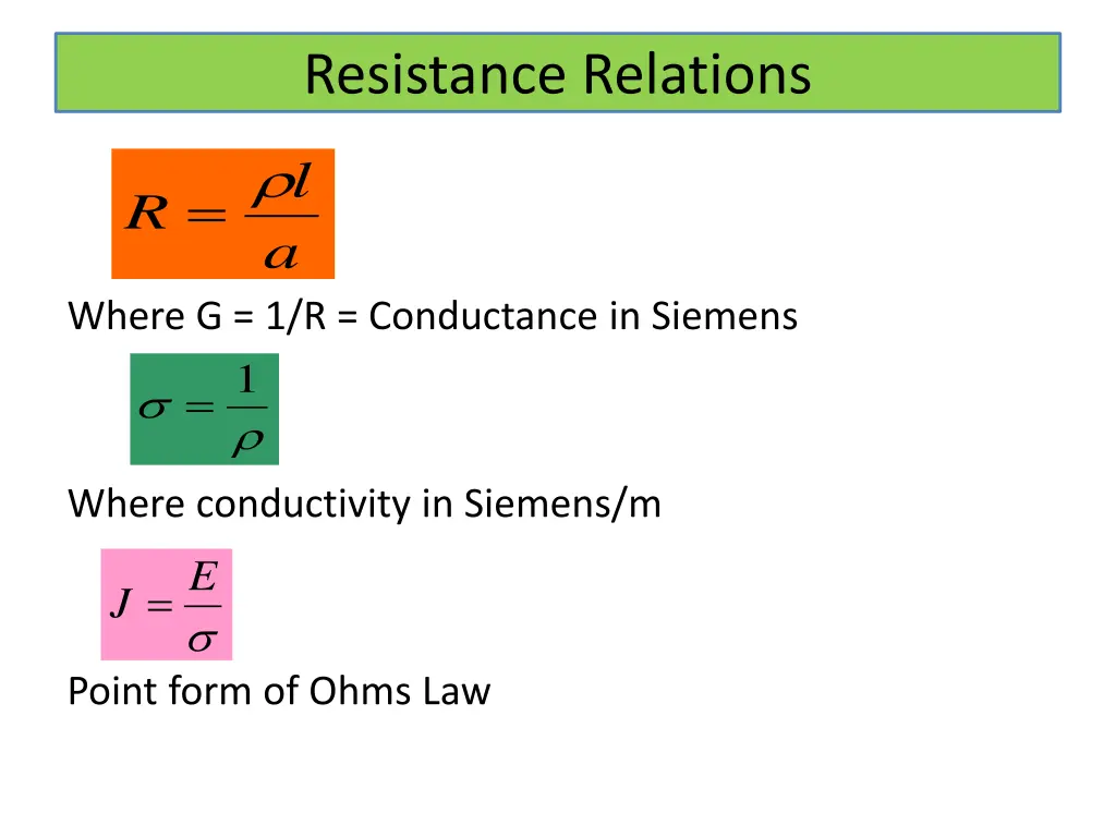 resistance relations