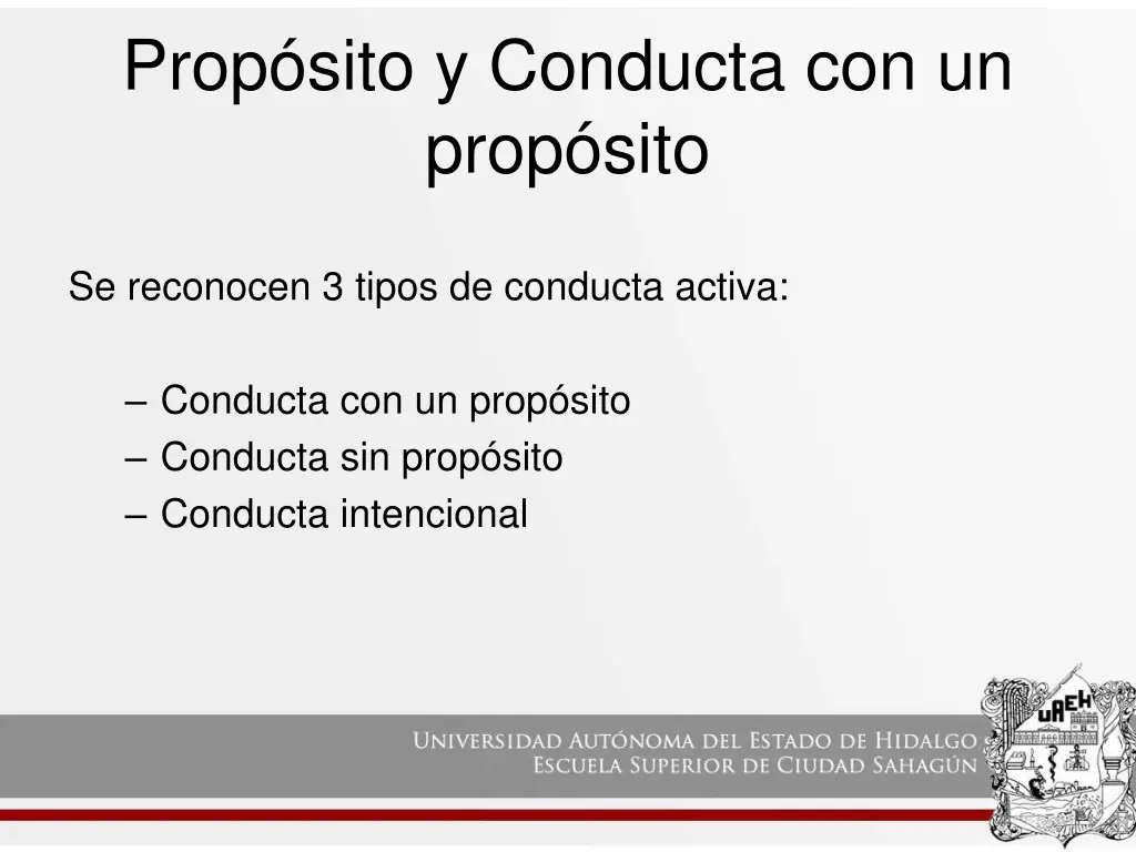 prop sito y conducta con un prop sito