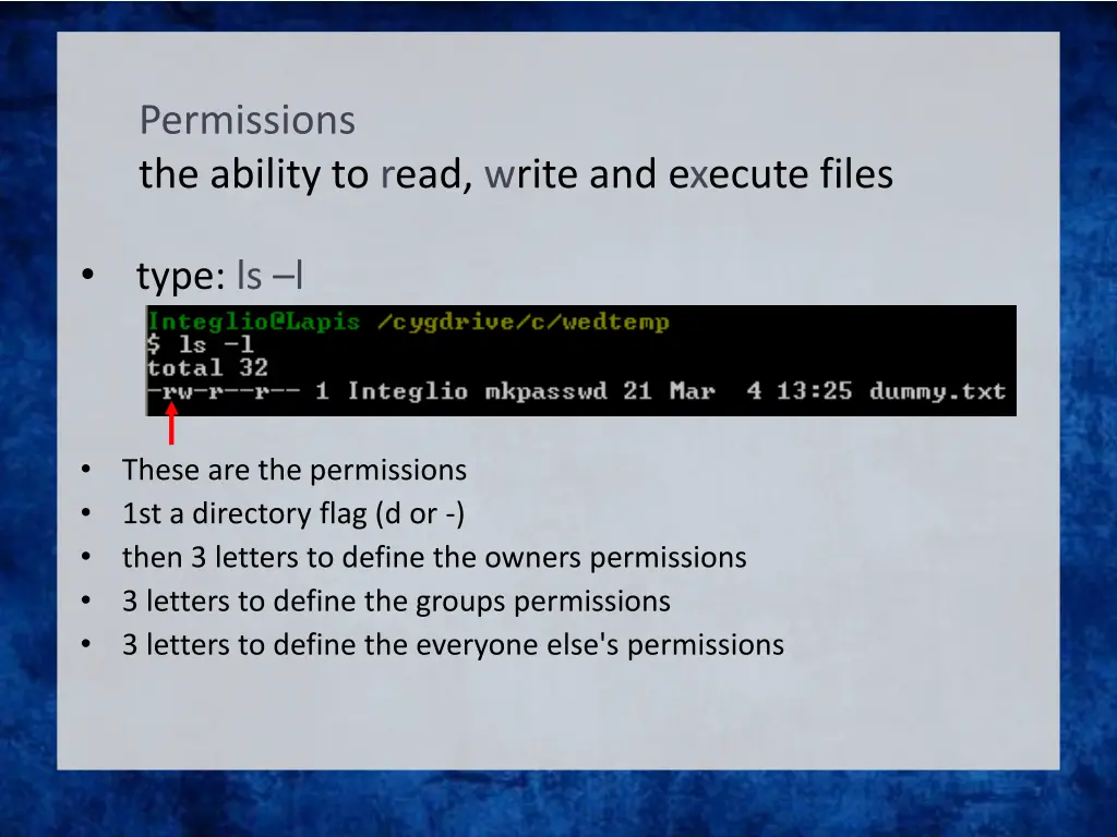 permissions the ability to read write and execute