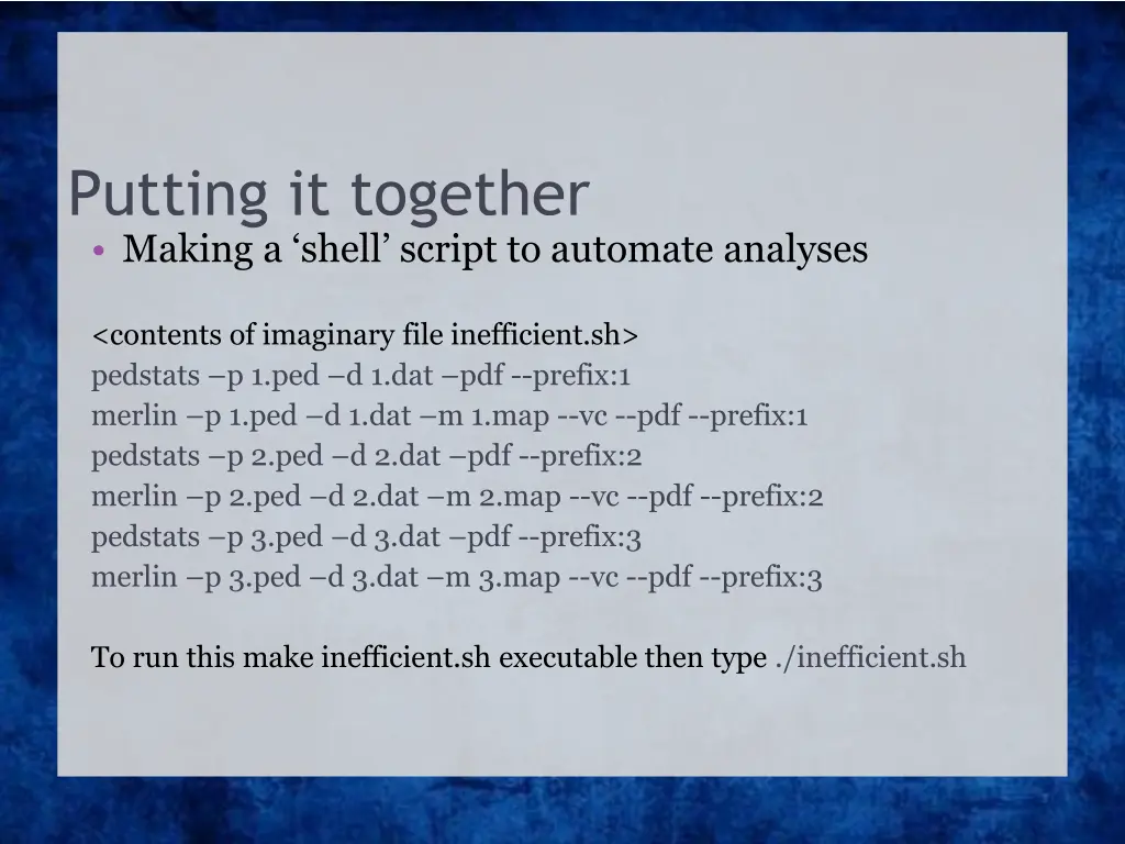 putting it together making a shell script