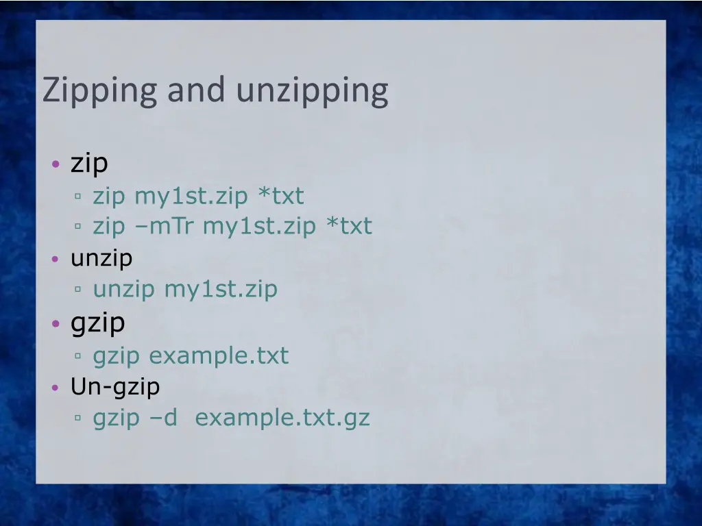 zipping and unzipping