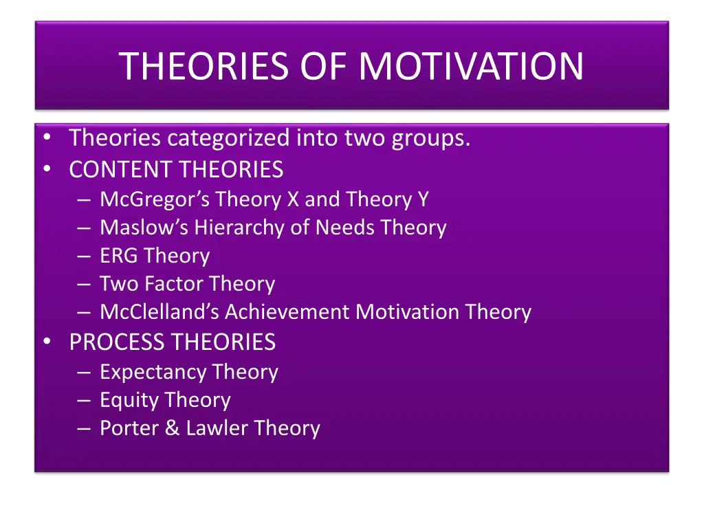 theories of motivation