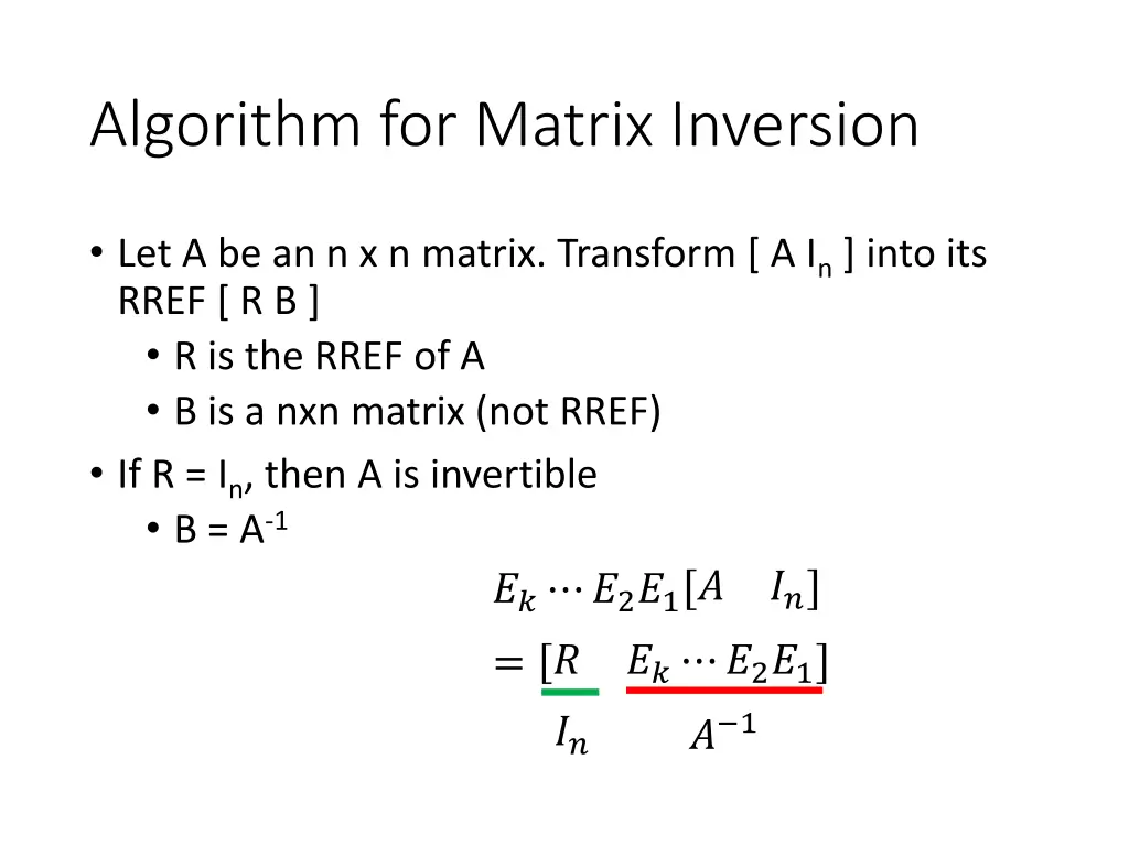 algorithm for matrix inversion 1
