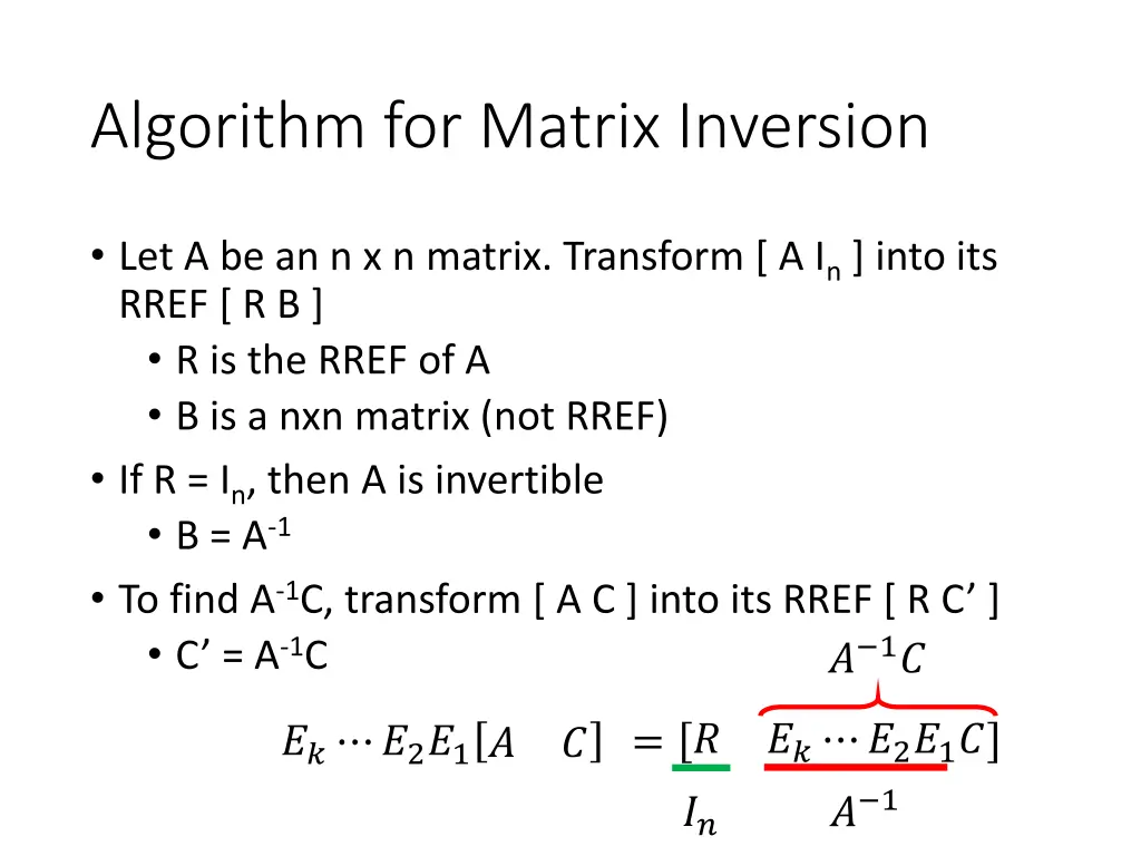 algorithm for matrix inversion 3
