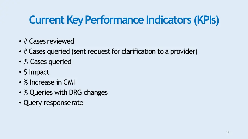 current key performance indicators kpis