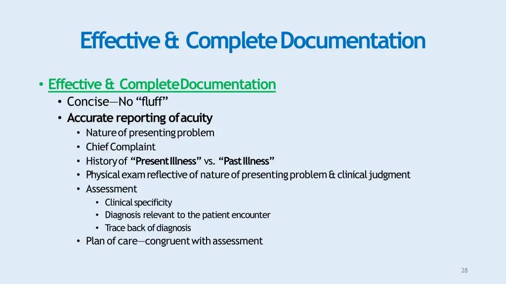 effective completedocumentation