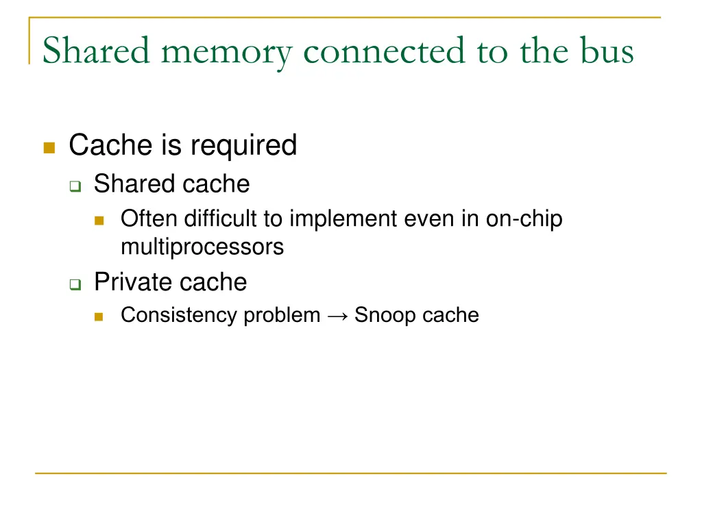 shared memory connected to the bus