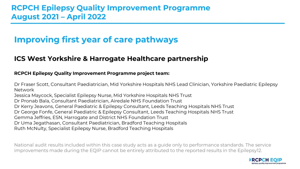rcpch epilepsy quality improvement programme