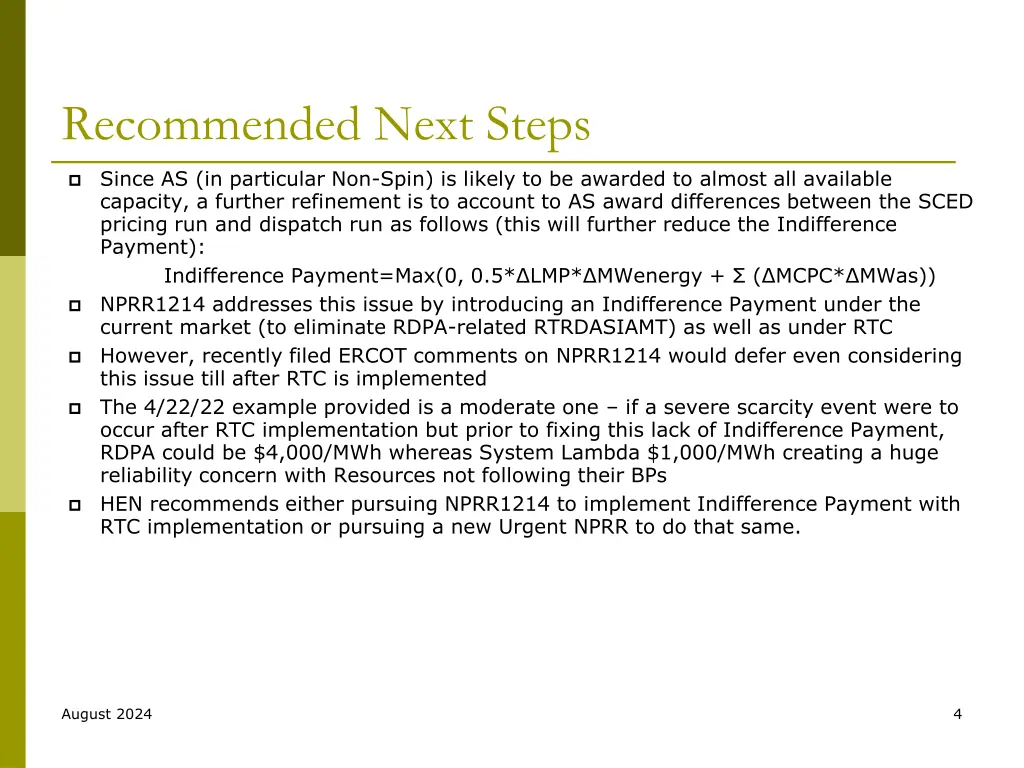 recommended next steps
